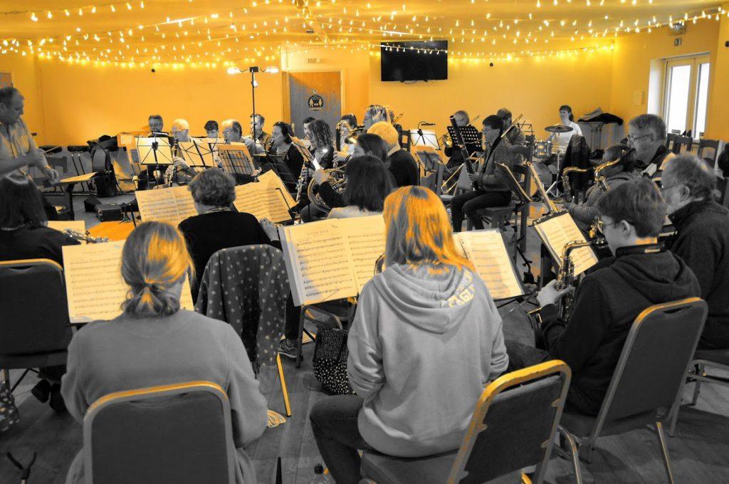 A view of the band rehearsing